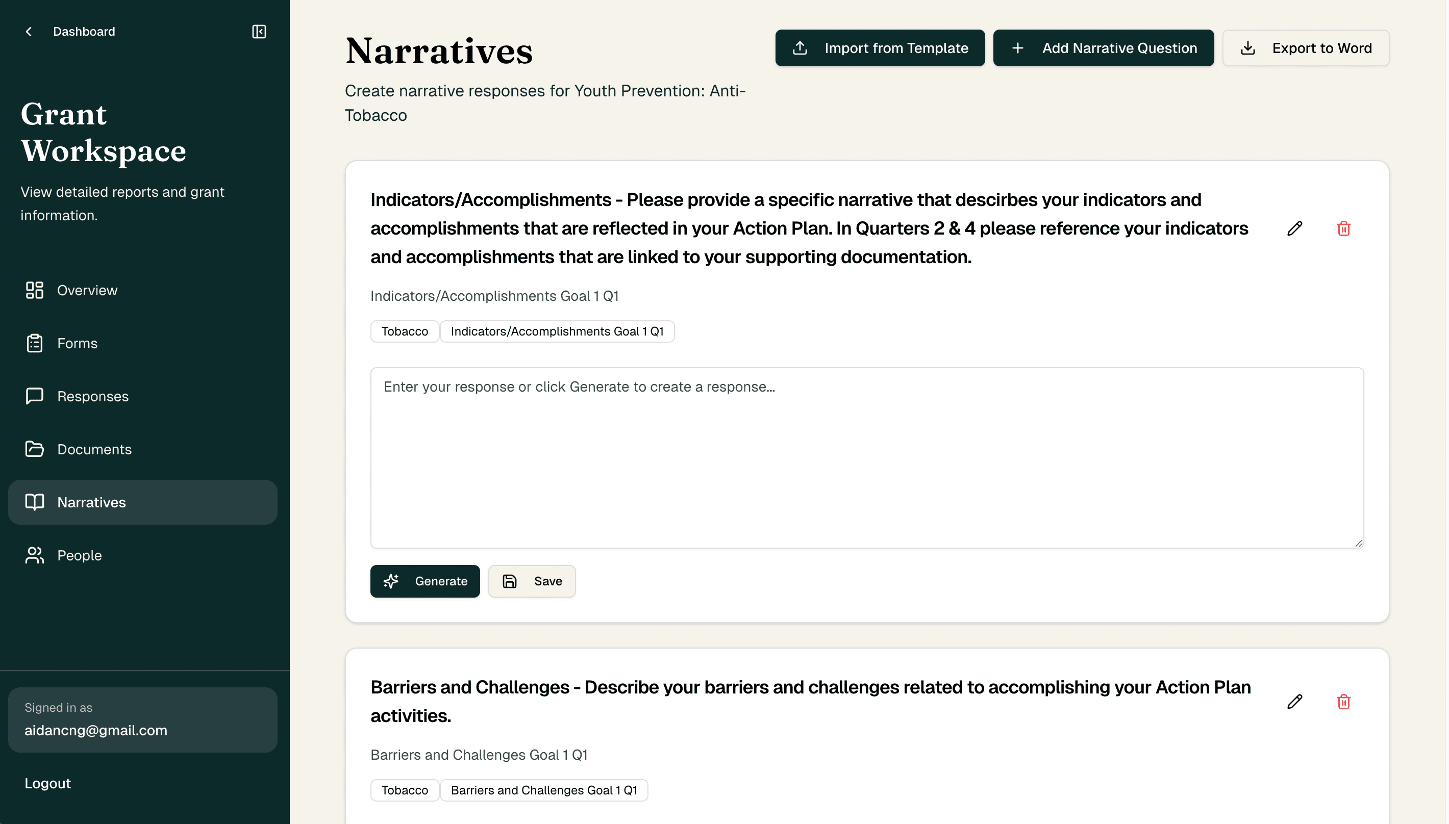 Grant Narratives
